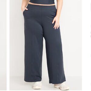 NWT Old Navy PowerSoft High Waisted Wide Leg Trouser Pants Dusk Navy Blue 2X